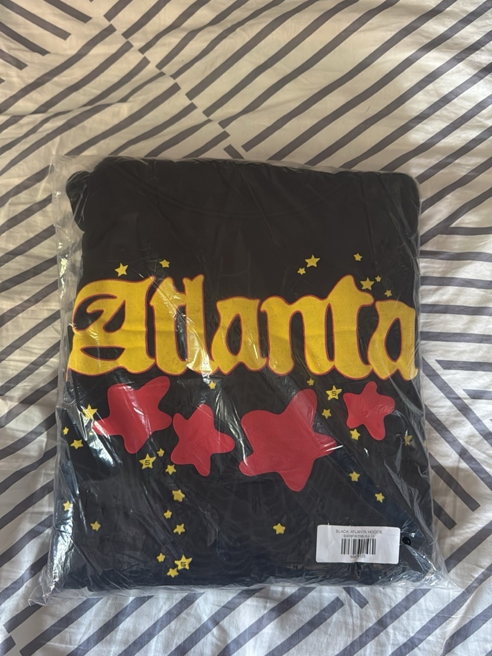 Black Atlanta Graphic Hoodie with Red Stars